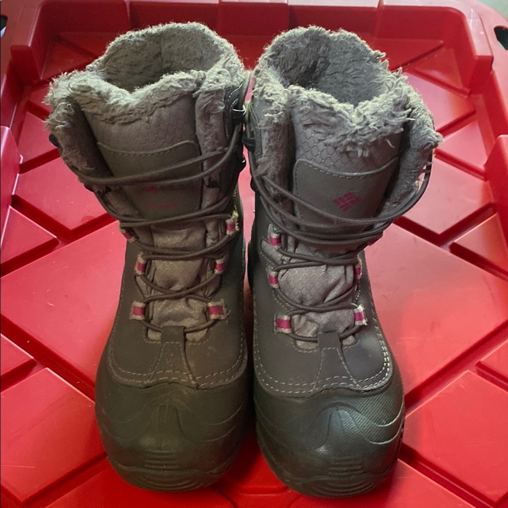 Columbia Gray and Pink High-Top Rain & Snow Boots